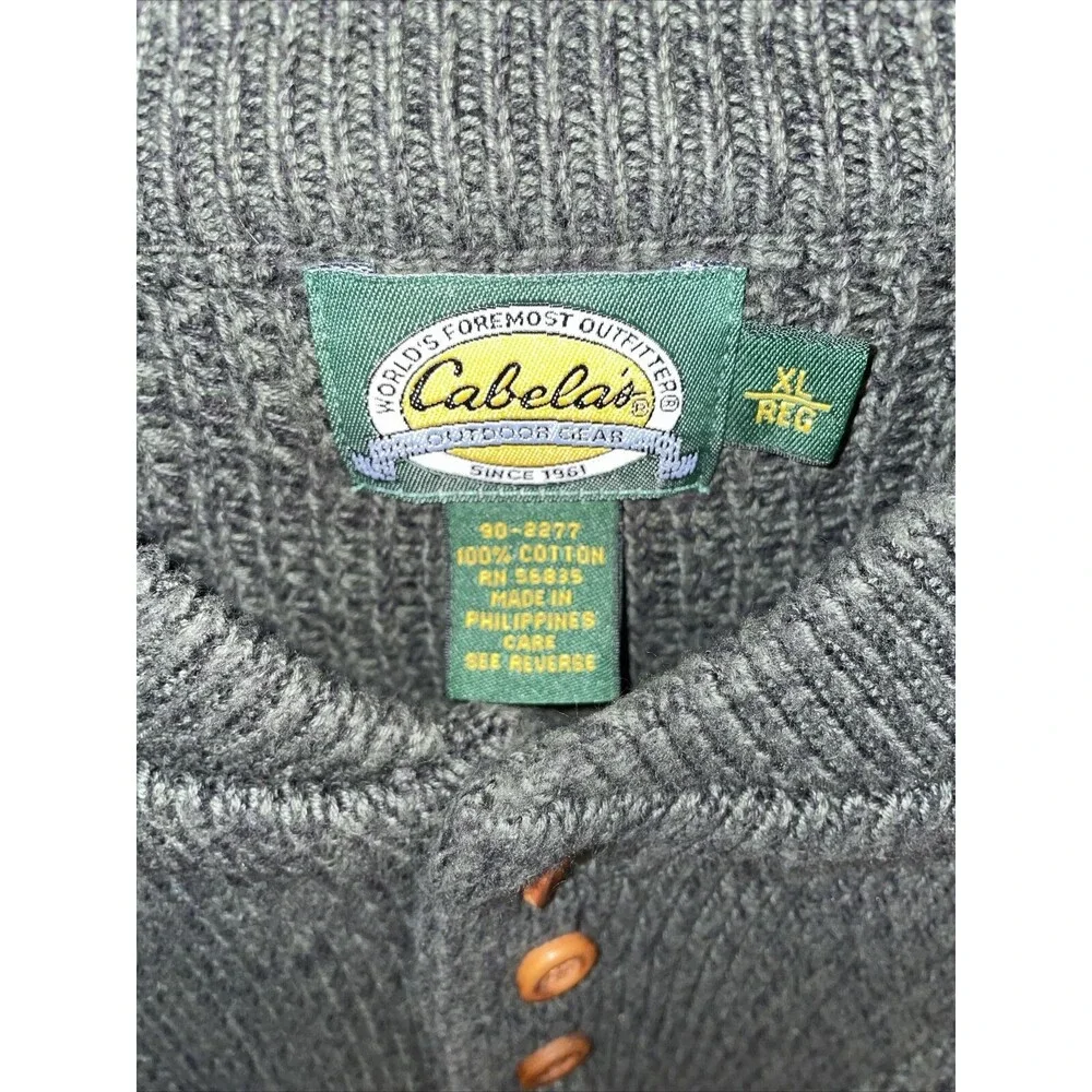 Cabela’s Mens Knit Sweater Size XL Green Dolman Sleeve Button Collar Comfort